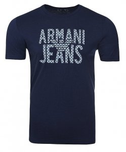 T-shirt Armani Jeans logo koszulka męska granatowa bawełniana