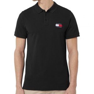 Polówka polo Tommy Jeans męska czarna Slim Fit bawełniana
