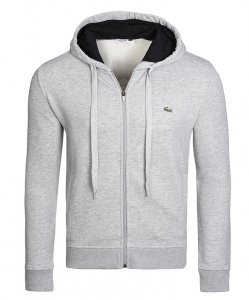 Bluza męska Lacoste szara bawełniana rozpinana z kapturem