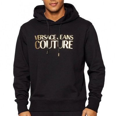 Bluza męska Versace Jeans Couture czarna złote logo z kapturem