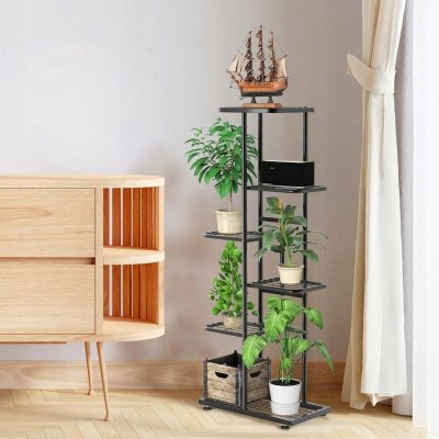 Stojak metalowy na kwiaty i doniczki 6-poziomowy kwietnik piętrowy czarny