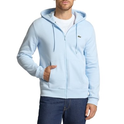 Bluza męska Lacoste błękitna bawełniana rozpinana z kapturem