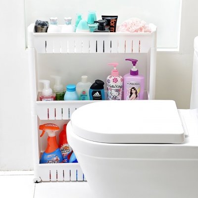 Szafka mobilna wąska na kółkach do kuchni oraz łazienki biała