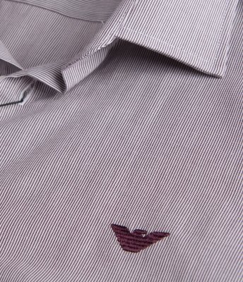 Emporio Armani koszula bordowa Modern Fit męska w paski
