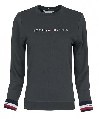 Bluza Tommy Hilfiger damska duże logo grafitowa bawełniana