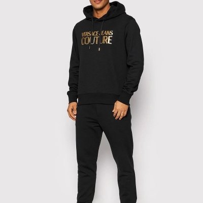 Bluza męska Versace Jeans Couture czarna złote logo z kapturem