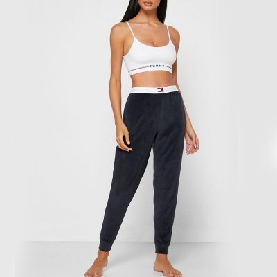 Tommy Hilfiger spodnie granatowe welurowe damskie 