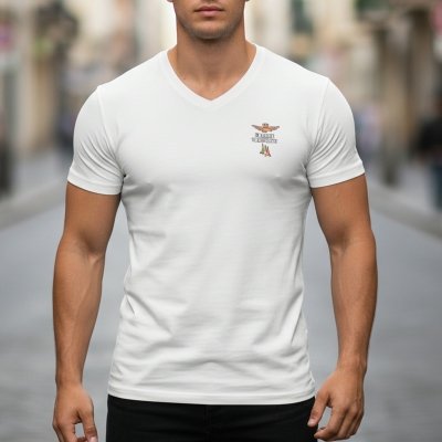 Aeronautica Militare t-shirt męski koszulka biały z dekoldem V