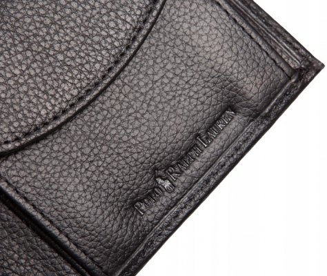 Portfel Ralph Lauren męski czarny na banknoty karty i dokumenty skórzany