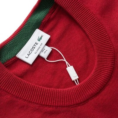 Sweter męski Lacoste bordowy bawełniany z okrągłym dekoldem 