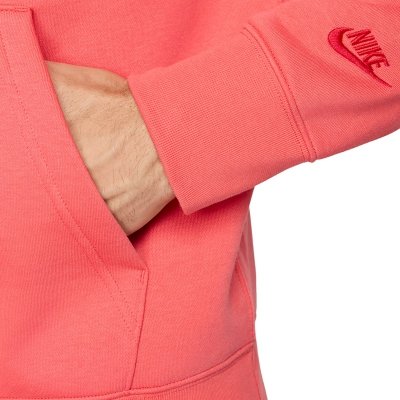 Bluza Nike koralowa z kapturem bawełniana kangurka