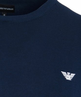 Sweter męski Emporio Armani bawełniany z okrągłym dekoldem granatowy