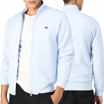 Lacoste komplet dresowy bawełniany błękitny męski spodnie bluza rozpinana z kołnierzykiem