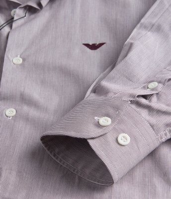 Emporio Armani koszula bordowa Modern Fit męska w paski