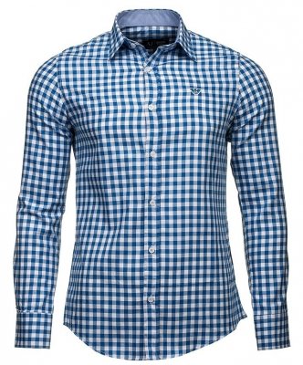 Koszula Armani Jeans niebieska w kratkę Slim Fit logo