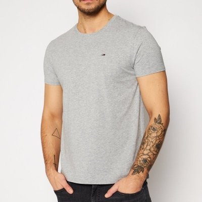 T-shirt Tommy Jeans koszulka męska z okrągłym dekoldem szara
