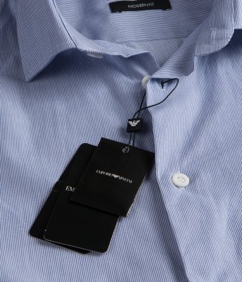 Emporio Armani koszula błękitna Modern Fit męska w paski