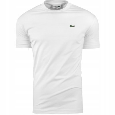 T-shirt koszulka Lacoste męska biała z okrągłym dekoldem bawełniana