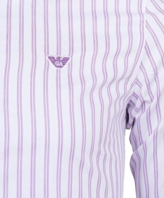 Koszula Armani Jeans w fioletowe paski Regular Fit logo