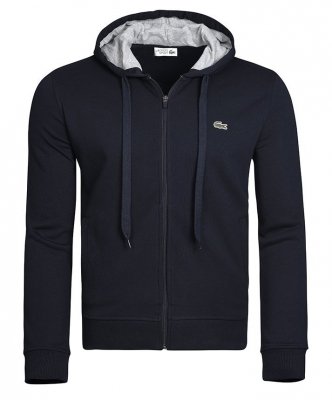 Bluza męska Lacoste granatowa bawełniana rozpinana z kapturem