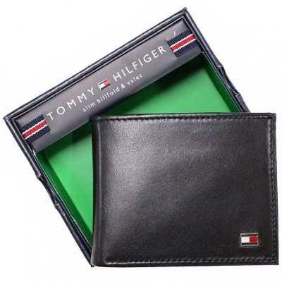 Portfel Tommy Hilfiger męski czarny na banknoty karty i dokumenty skórzany
