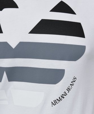 T-shirt Armani Jeans logo koszulka męska biała bawełniana duże logo