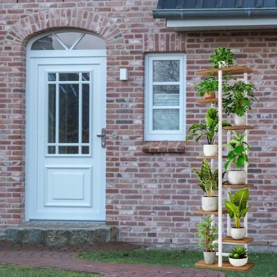 Stojak metalowy na kwiaty i doniczki 7-poziomowy kwietnik piętrowy biały