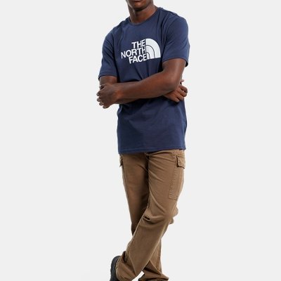 T-shirt koszulka męska The North Face duże logo nadruk granatowa bawełniana