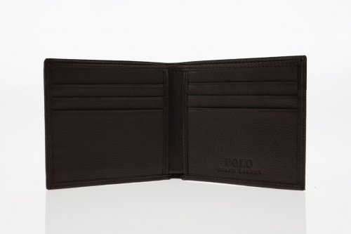 Portfel Ralph Lauren męski brązowy na banknoty karty skórzany