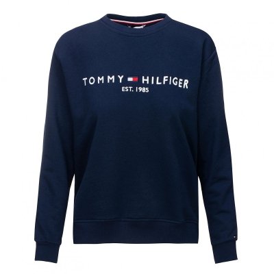 Bluza Tommy Hilfiger damska duże logo granatowa luźny krój
