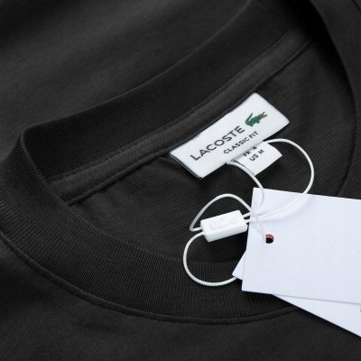 T-shirt koszulka Lacoste męska czarna z okrągłym dekoldem bawełniana