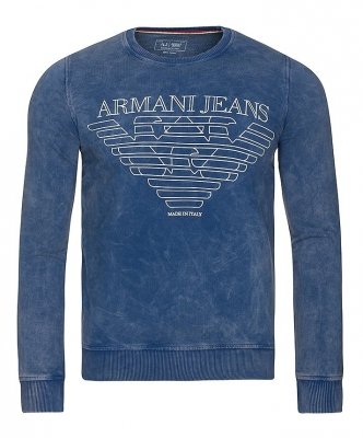 Armani Jeans bluza niebieska męska duże logo bawełniana