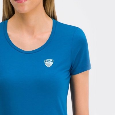 T-shirt Emporio Armani EA7 koszulka niebieska damska srebrne logo