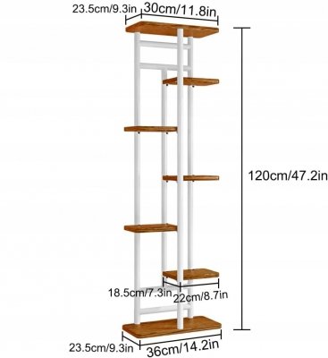 Stojak metalowy na kwiaty i doniczki 7-poziomowy kwietnik piętrowy biały