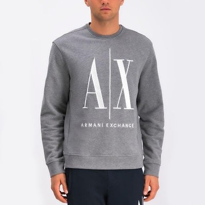 Bluza Armani Exchange męska szara duże logo bawełniana