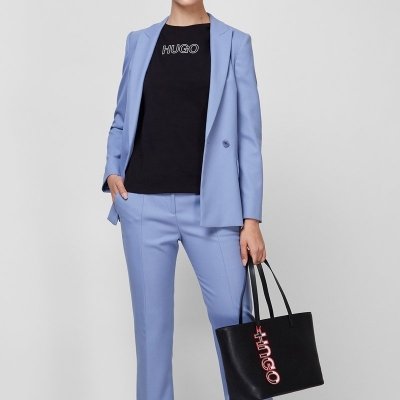 T-shirt damski Hugo Boss z okrągłym dekoldem czarny