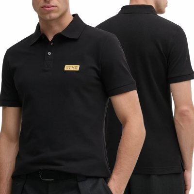 Polo polówka Versace Jeans Couture koszulka męska czarna złote logo bawełniana