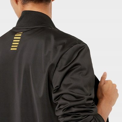 Komplet dresowy Emporio Armani EA7 męski spodnie bluza ze stójką czarny złote logo