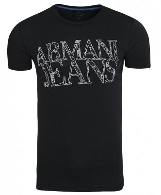 T-shirt Armani Jeans logo koszulka męska czarna bawełniana