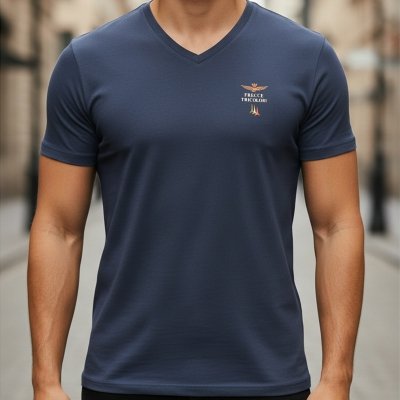 Aeronautica Militare t-shirt męski koszulka granatowy z dekoldem V