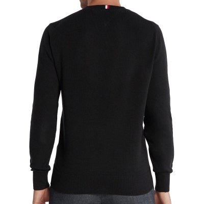 Sweter męski Tommy Hilfiger czarny z okrągłym dekoldem bawełniany