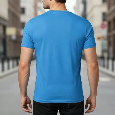 Aeronautica Militare t-shirt męski koszulka niebieski z dekoldem V