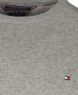 Sweter męski Tommy Hilfiger szary z okrągłym dekoldem bawełniany