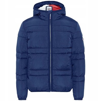 Kurtka męska Tommy Jeans zimowa niebieska z kapturem