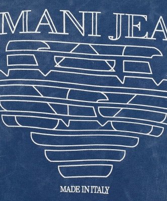 Armani Jeans bluza niebieska męska duże logo bawełniana