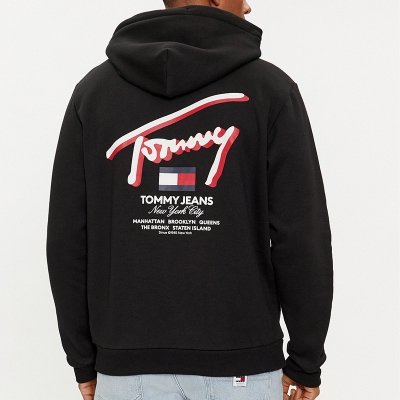 Bluza Tommy Jeans męska czarna kangurka z kapturem 
