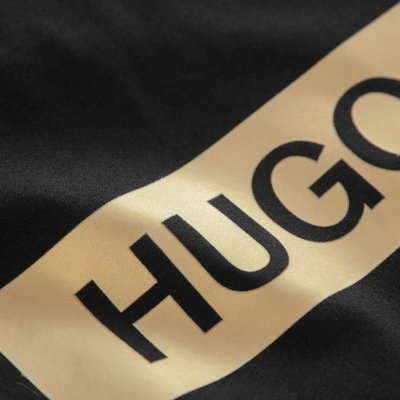 Hugo Boss t-shirt koszulka na krótki rękaw męska czarna duże zlote logo