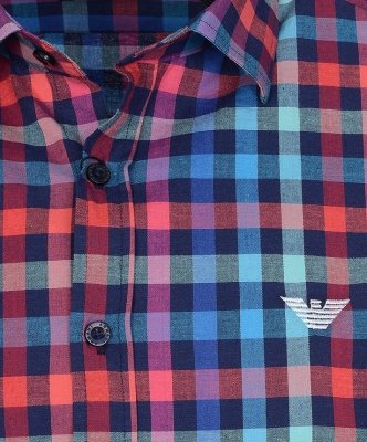 Koszula Armani Jeans w kolorową kratkę Slim Fit męska logo