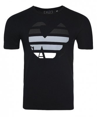 T-shirt Armani Jeans logo koszulka męska czarna bawełniana duże logo