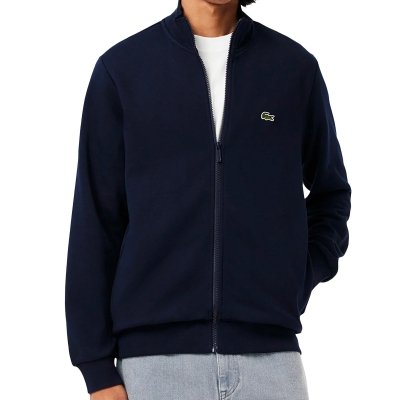 Bluza męska Lacoste granatowa bawełniana rozpinana z kołnierzykiem kieszenie zapinane na zamek